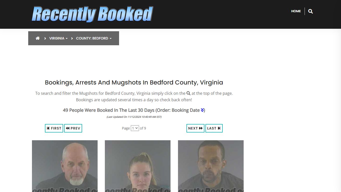 Bookings, Arrests and Mugshots in Bedford County, Virginia